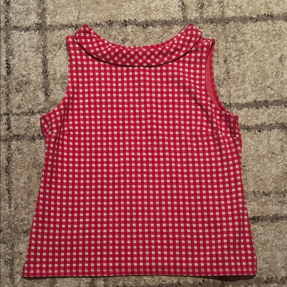 Talbots Red Checkered Sleeveless Top
